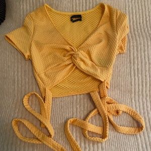 Urban Outfitters yellow short sleeve crop top, size S